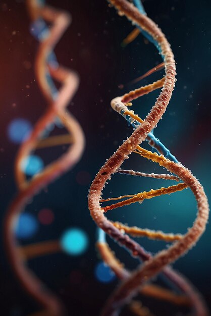 Filamenti di DNA 3D su uno sfondo astratto