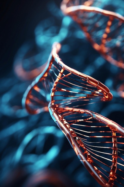 Filamenti di DNA 3D su uno sfondo astratto