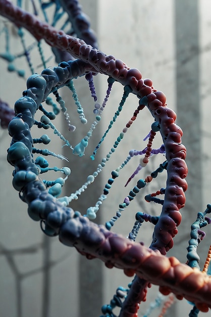 Filamenti di DNA 3D su uno sfondo astratto