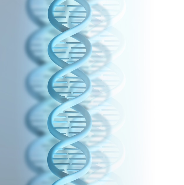 Filamento di DNA blu su sfondo chiaro