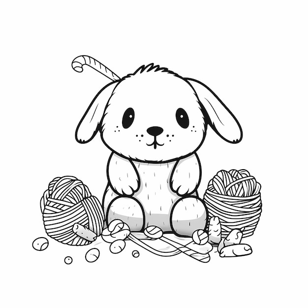Filato magico adorabile coniglio all'uncinetto Logo Design