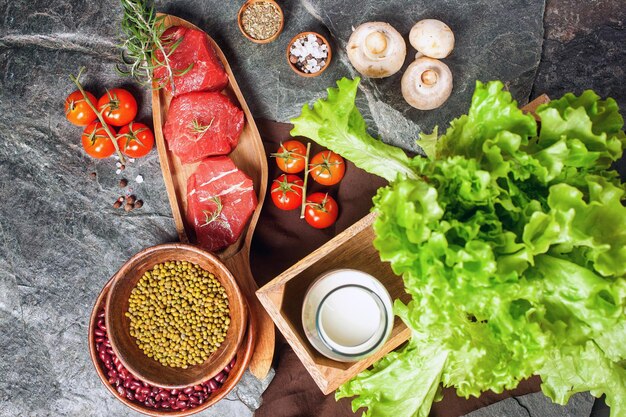 Filetto di bistecca crudo con verdure