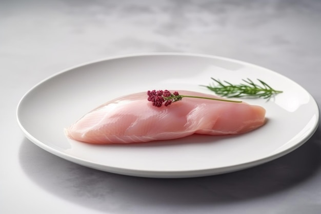 Filetto di pollo crudo fresco sulla piastra Genera Ai