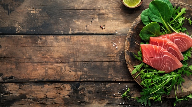 Filetto di tonno blu rosa fresco su un piatto