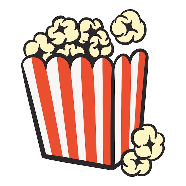 Film popcorn png retro illustrazione sfondo trasparente