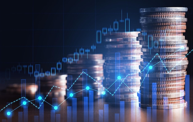 Finanza e denaro tecnologia sfondo concetto di prosperità aziendale e asset