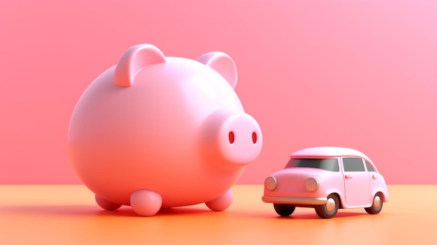 Finanziamento del budget per auto e salvadanaio, assicurazione fiscale automobilistica e concetto di risparmio sui prestiti auto