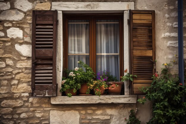 Finestra colorata piena di fiori che sbocciano IA generativa