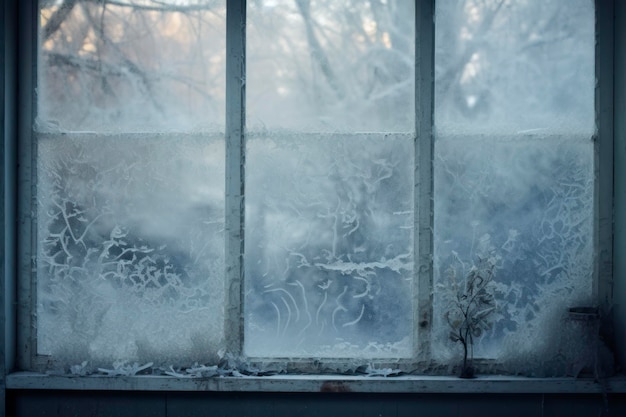 Finestra congelata in inverno