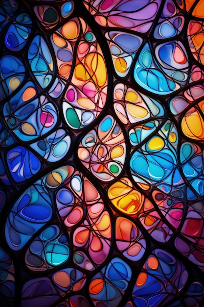 Finestra di vetrate intricate e colorate AI generativa