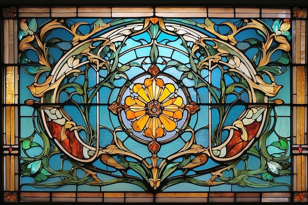 Finestra in vetro colorato in stile Art Nouveau