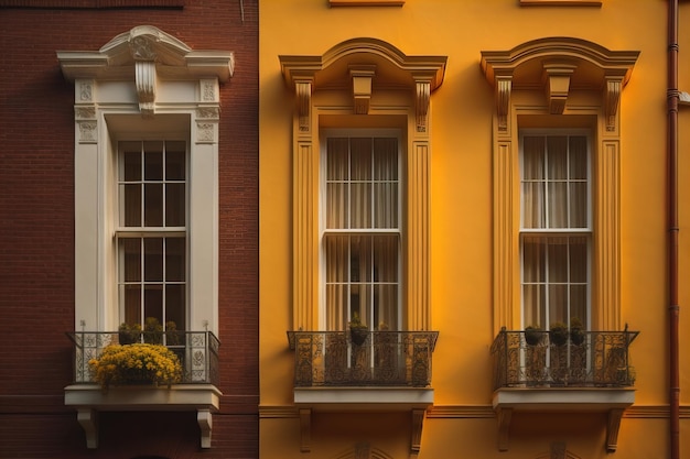 Finestre colorate di una tipica casa in città ai generative