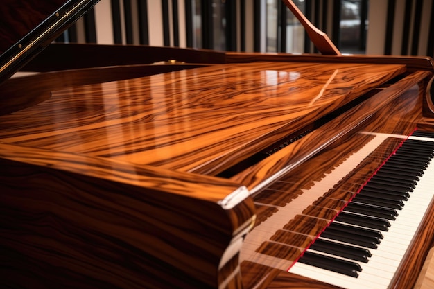 Finitura del pianoforte con grana di legno e lacca creata con ai generativi