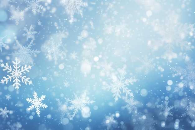 Fiocchi di neve bianchi su uno sfondo blu