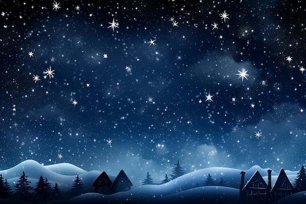 Fiocchi di neve che cadono dolcemente contro un cielo notturno scuro