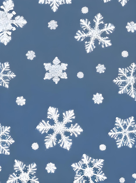 Fiocchi di neve di sfondo dipinti in stile piatto con colori bicromatici Generato dall'intelligenza artificiale