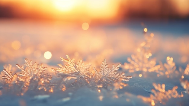 fiocchi di neve in primo piano in inverno nel gelo prima di Natale