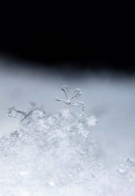 fiocchi di neve naturali sulla neve invernale