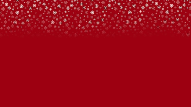 Fiocchi di neve su sfondo rosso di Natale per il design del concetto di Natale, Capodanno o stagione invernale.