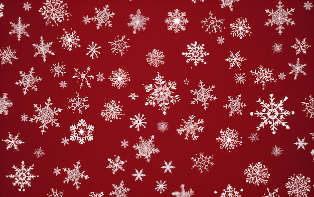 Fiocchi di neve su sfondo rosso