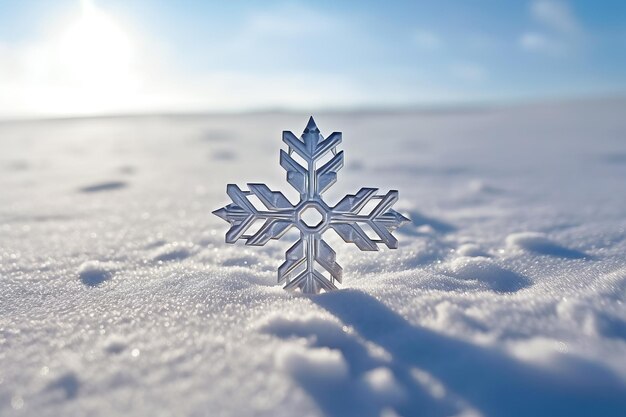 Fiocco di neve sulla neve sulla terra stagione invernale