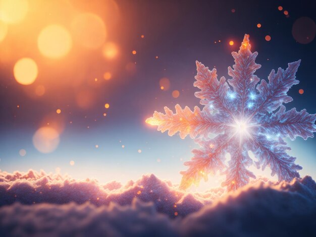 Fiocco di neve vicino immagine luminosa colorato bokeh ai generativo