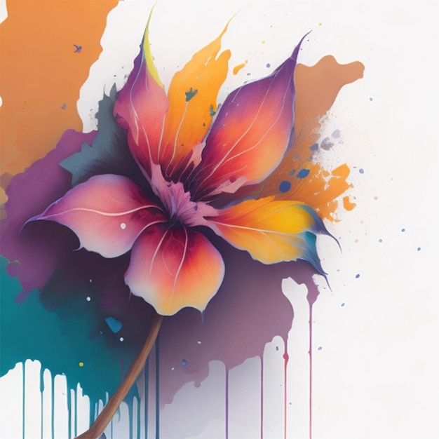 Fiore acquerello astratto doppia esposizione Illustrazione digitale