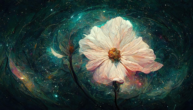 Fiore astratto della galassia nell'universo del cosmo sullo sfondo fantasy fairy tail wallpaper stelle pianeti