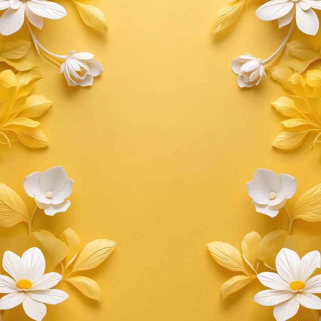Fiore bianco e giallo su sfondo giallo gradiente carta da parati botanica per la presentazione modello