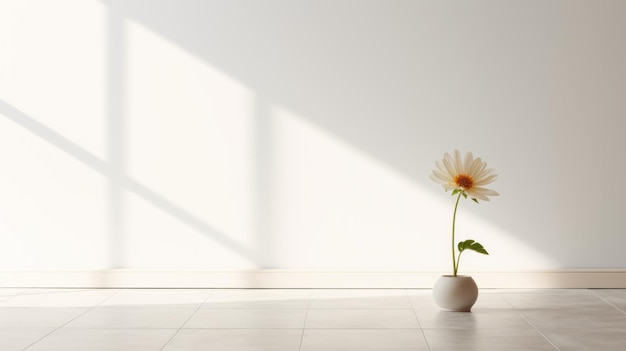 Fiore Bianco Minimalista In Vaso Un Capolavoro Illuminato Dal Sole