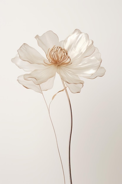 Fiore bianco su uno sfondo bianco riprese in studio isolate