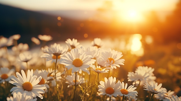 fiore camomilla margherita bandiera paesaggio naturale campo di fiori camomilla