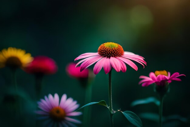 fiore colorato con una foglia verde su i