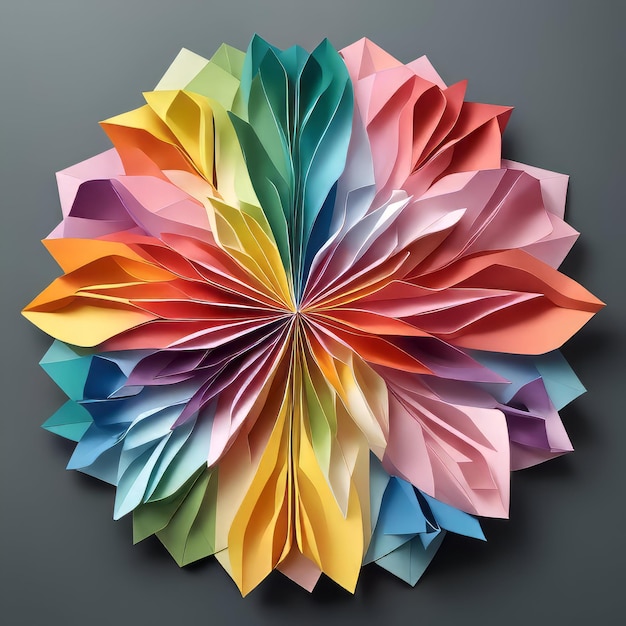 Fiore colorato di origami sfondo astratto rendering 3D