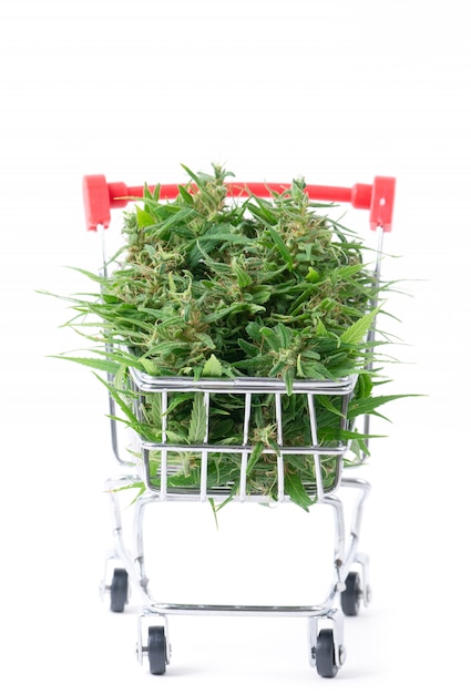 Fiore della marijuana in carrello isolato