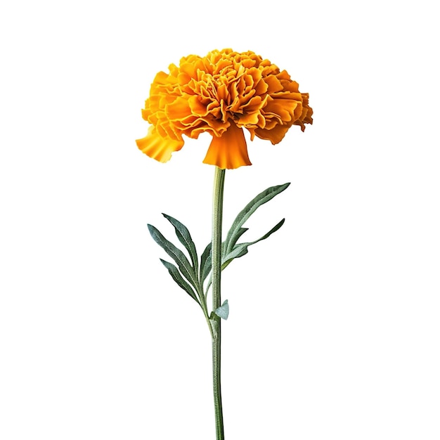 Fiore di calendula arancione sfondo bianco con piena profondità di campo