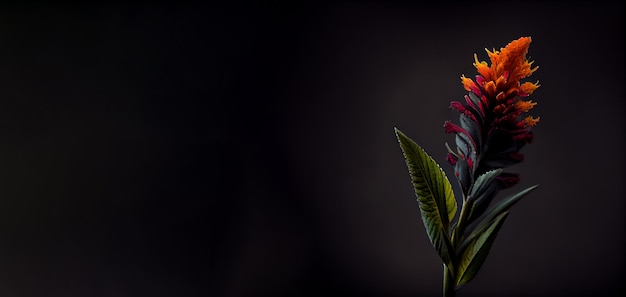 fiore di celosia scuro su sfondo nero