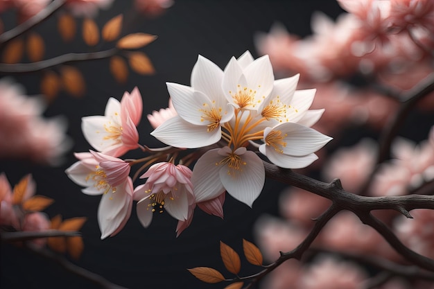 fiore di ciliegio fiore di sakura sullo sfondo del cielo blu ai generativo