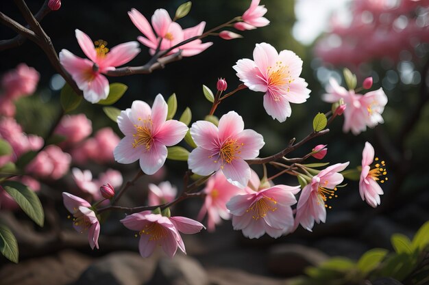 fiore di ciliegio fiore di sakura sullo sfondo del cielo blu ai generativo