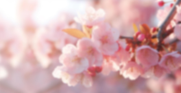 Fiore di ciliegio in piena fioritura sfondo sfocato fiori di ciliegio in piccoli grappoli su una ciliegia