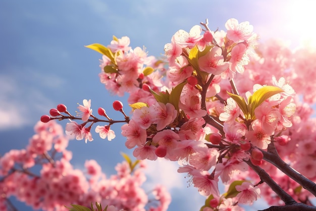 fiore di ciliegio rosa in primavera con Sky