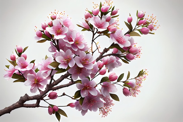 Fiore di ciliegio Sakura sullo sfondo bianco