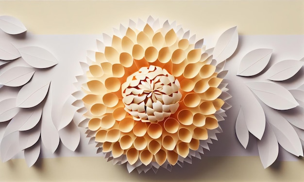 Fiore di crisantemo realizzato con carta artigianale IA generativa