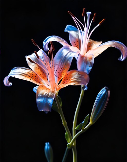 Fiore di cristallo con gocce di rugiada