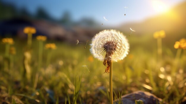 Fiore di dente di leone Fiore realistico Immagine generata dall'AI