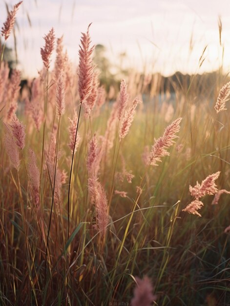 Fiore di erba al tramonto Natura sfondo astratto Profondità di campo