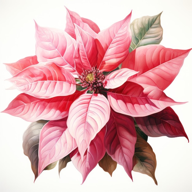 fiore di fiore di Aquarello Poinsettia isolato