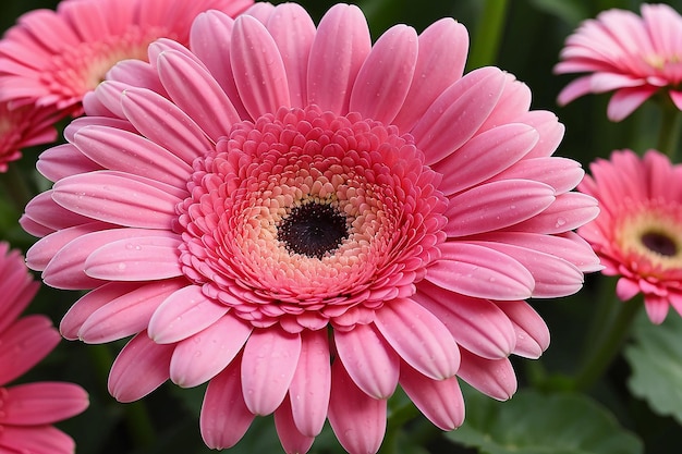 Fiore di gerbera rosa in un giardino