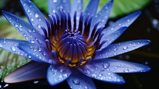 Fiore di giglio d'acqua blu egiziano splendidamente fiorito con sfondo naturale IA generativa