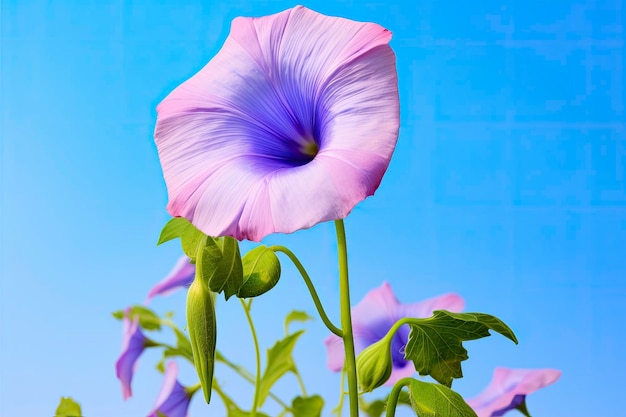 Fiore di gloria di mattina con cielo blu